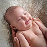 Roma joined the competition — help win amazing prizes! baby, infant, smiling, happy, skin, hand, person, cute, portrait, closeup, child, newborn, furry_background, soft_texture, naked_torso, cheeks, eyes, mouth, fingers, resting