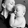 affection, baby, black_and_white, calm, child, closeup, cuddle, face, head, indoor, kiss, love, mother, peaceful, person, portrait, skin, sleeping, tender, woman