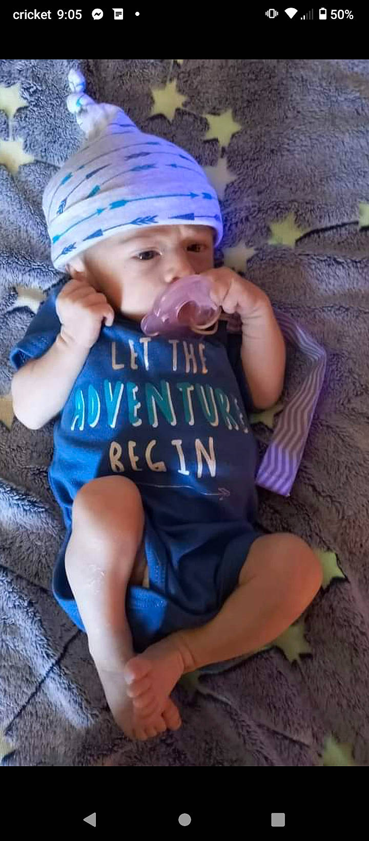 Aidyn joined the competition — help win amazing prizes! baby, baby_toddler_clothing, beauty, blue, cap, child, electric_blue, eye, finger, fun, happy, headgear, headwear, human_leg, knit_cap, organ, person, sitting, skin, t_shirt