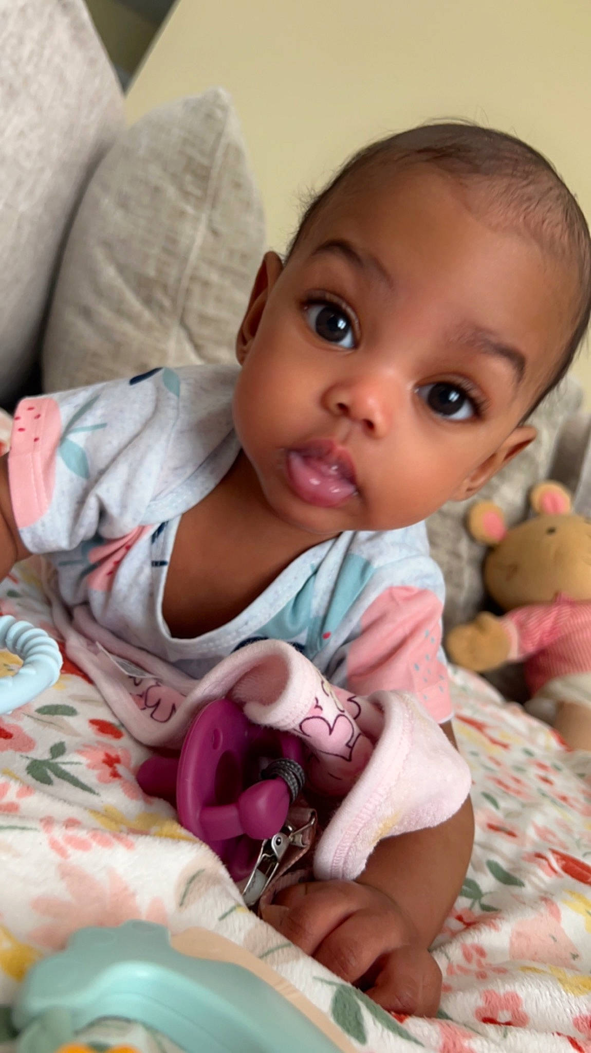 Elliona is registered to the contest to win money with this photo: arm, baby, baby_toddler_clothing, cheek, child, chin, comfort, eyelash, finger, happy, iris, lip, mammal, mouth, nose, person, pink, skin, sleeve, smile