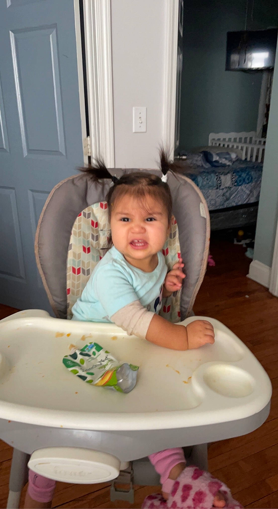 Kensi joined the competition — help win amazing prizes! baby, baby_products, baby_safety, baby_toddler_clothing, chair, child, comfort, door, face, flooring, fun, mammal, people, person, play, product, sitting, smile, t_shirt, table