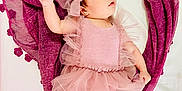 Romy participe au concours pour gagner de l'argent avec cette photo : adorable, baby, barefoot, celebration, child, cute, headband, infant, looking_up, lying_down, milestone_sign, newborn, pink_dress, portrait, purple_fabric, small_hand, soft_texture, tulle, two_months, white_background