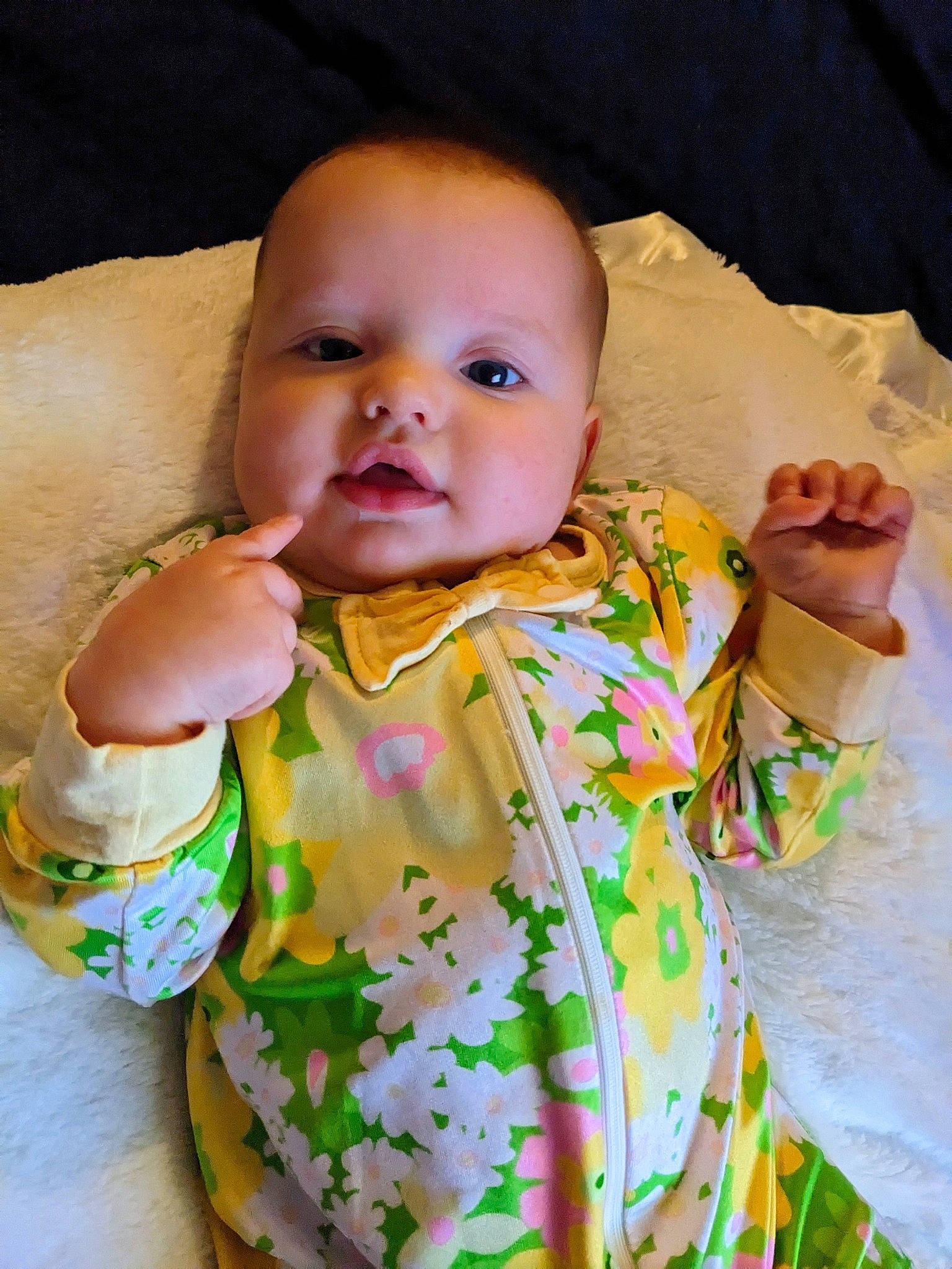 Anora joined the competition — help win amazing prizes! baby, baby_products, baby_toddler_clothing, beauty, cheek, child, comfort, dress, facial_expression, finger, happy, iris, linens, lip, nose, person, pink, skin, sleeve, textile