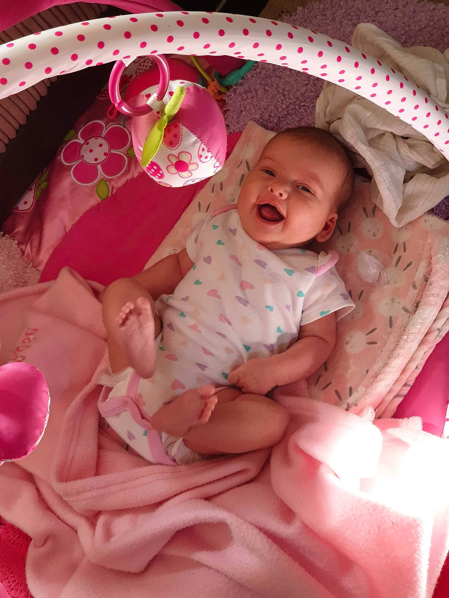 Honey joined the competition — help win amazing prizes! baby, baby_products, bedtime, child, person, pink, product, skin, smile, textile, toddler