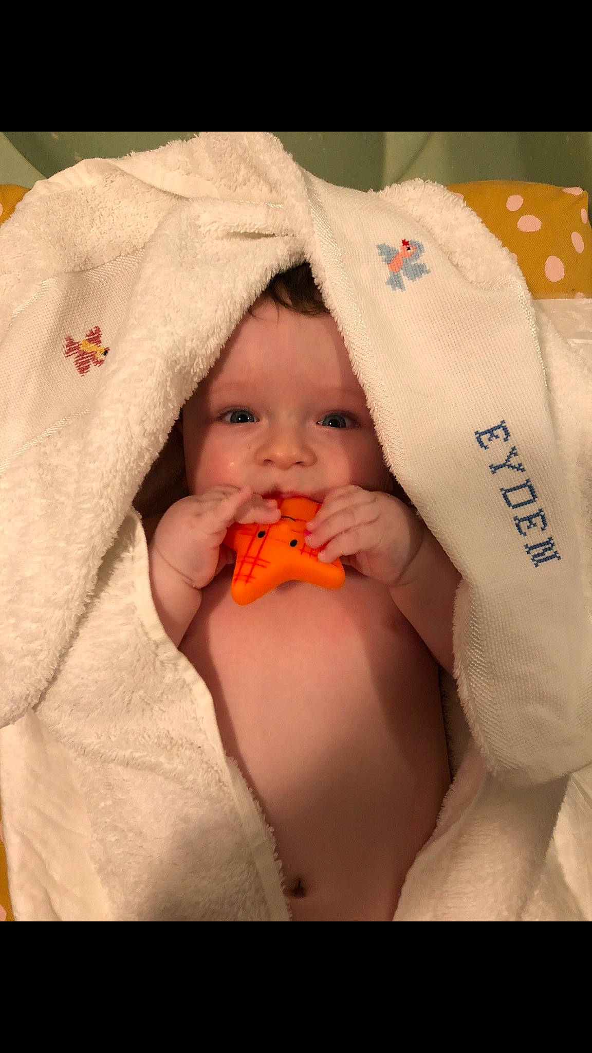 Eyden participe au concours pour gagner de l'argent avec cette photo : baby, baby_products, baby_toddler_clothing, cheek, child, comfort, eye, eyebrow, gesture, happy, headwear, human_body, iris, lip, mouth, nail, nose, person, product, skin