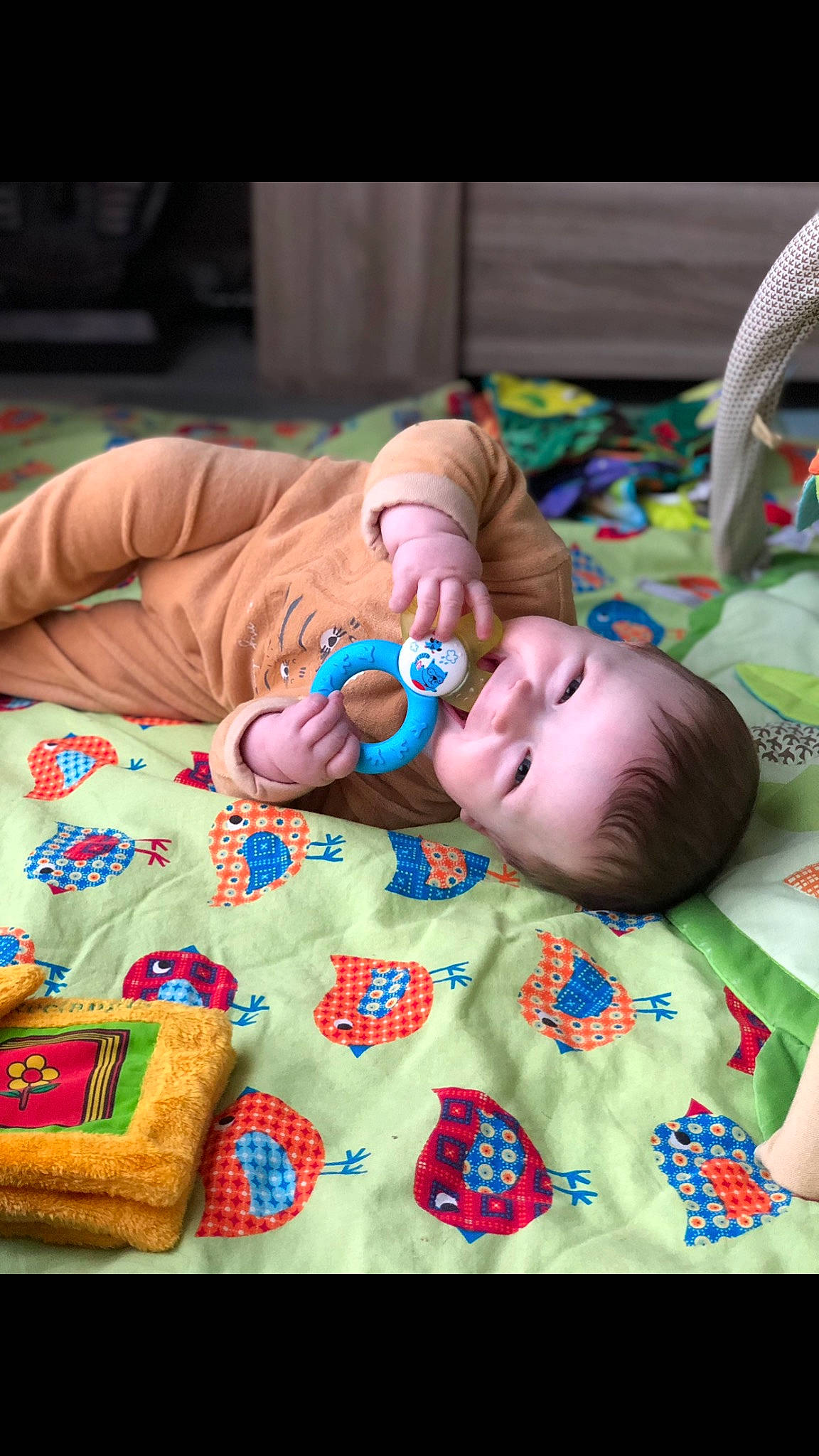 Eyden participe au concours pour gagner de l'argent avec cette photo : baby, baby_products, baby_toddler_clothing, bedding, bedtime, cheek, child, comfort, flooring, fun, grass, linens, mouth, pattern, person, play, room, skin, textile, toddler