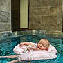 Djynn participe au concours pour gagner de l'argent avec cette photo : baby, pool, water, inflatable_ring, pink, floating, child, cute, swimming, blue, indoor_pool, relaxing, person, skin, head, legs, sitting, leisure, smile, infant