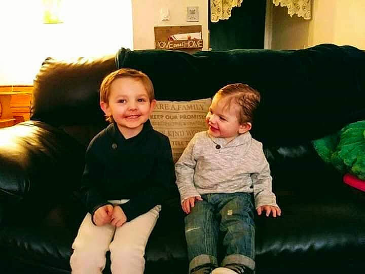 Trevor joined the competition — help win amazing prizes! boy, child, daughter, day, emotion, facial_expression, family, fun, girl, interaction, joy, people, person, play, product, sibling, sitting, smile, snapshot, toddler