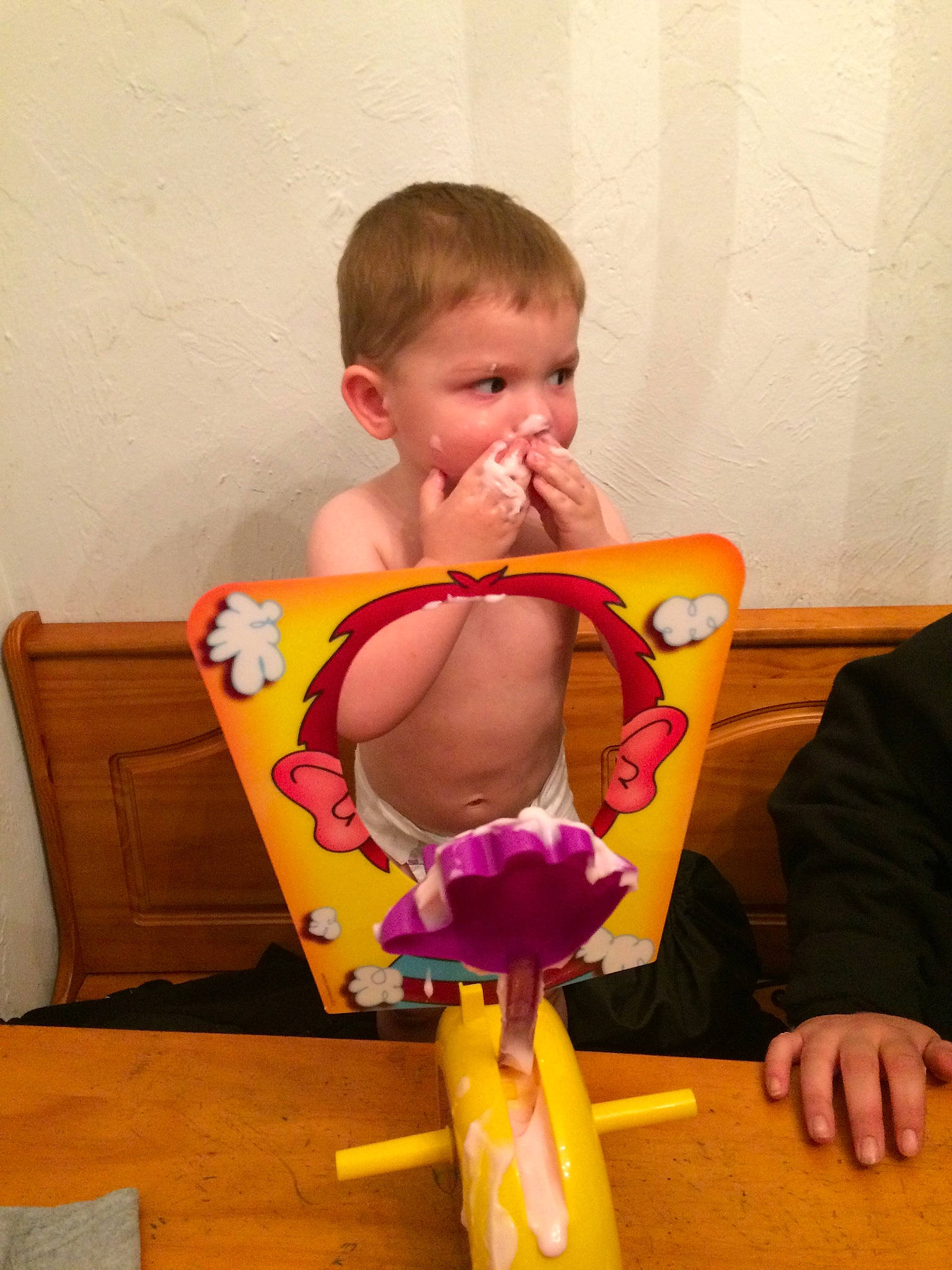 Trevor joined the competition — help win amazing prizes! arm, child, finger, fun, girl, hand, leg, mouth, neck, person, play, toddler, toy, yellow