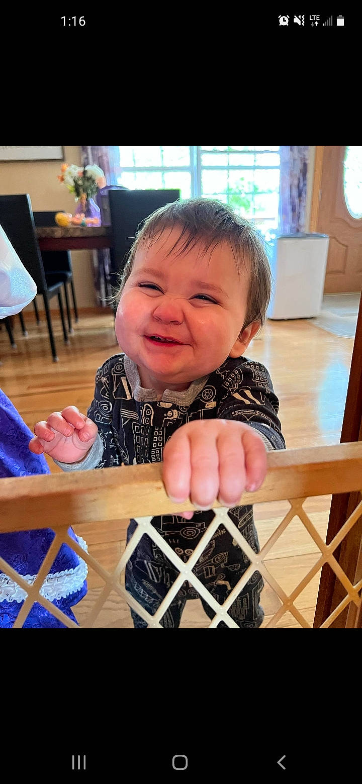 Emmet joined the competition — help win amazing prizes! baby, baby_safety, baby_toddler_clothing, chair, child, event, finger, flooring, fun, happy, joy, pattern, person, room, sitting, sleeve, smile, t_shirt, table, thumb