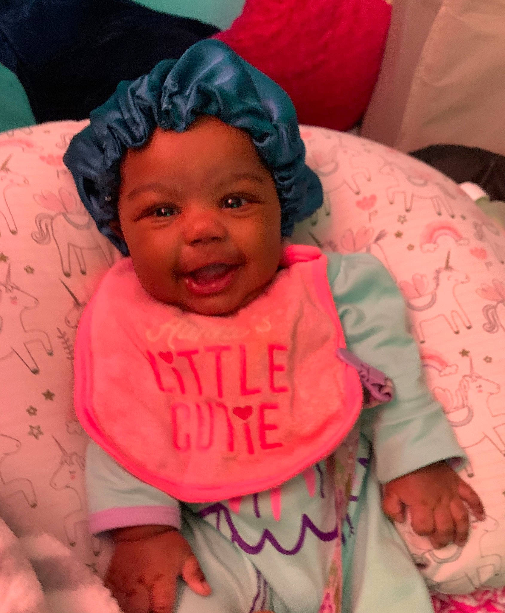 Alaiyah joined the competition — help win amazing prizes! baby, baby_toddler_clothing, cheek, chin, comfort, eye, eyebrow, finger, happy, head, headwear, human_body, lip, mouth, nose, person, pink, skin, sleeve, smile