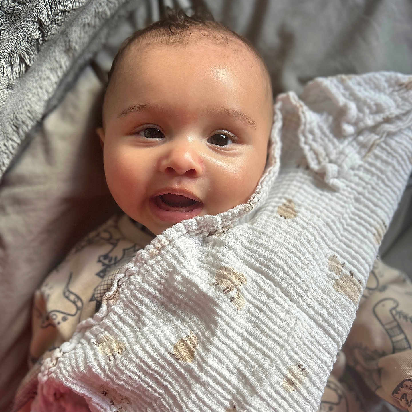 Kent-Junior joined the competition — help win amazing prizes! baby, babylaughing, blanket, cushion, face, happy, head, homedecor, newborn, person, photography, portrait, quilt, skin, smile, tattoo, towel