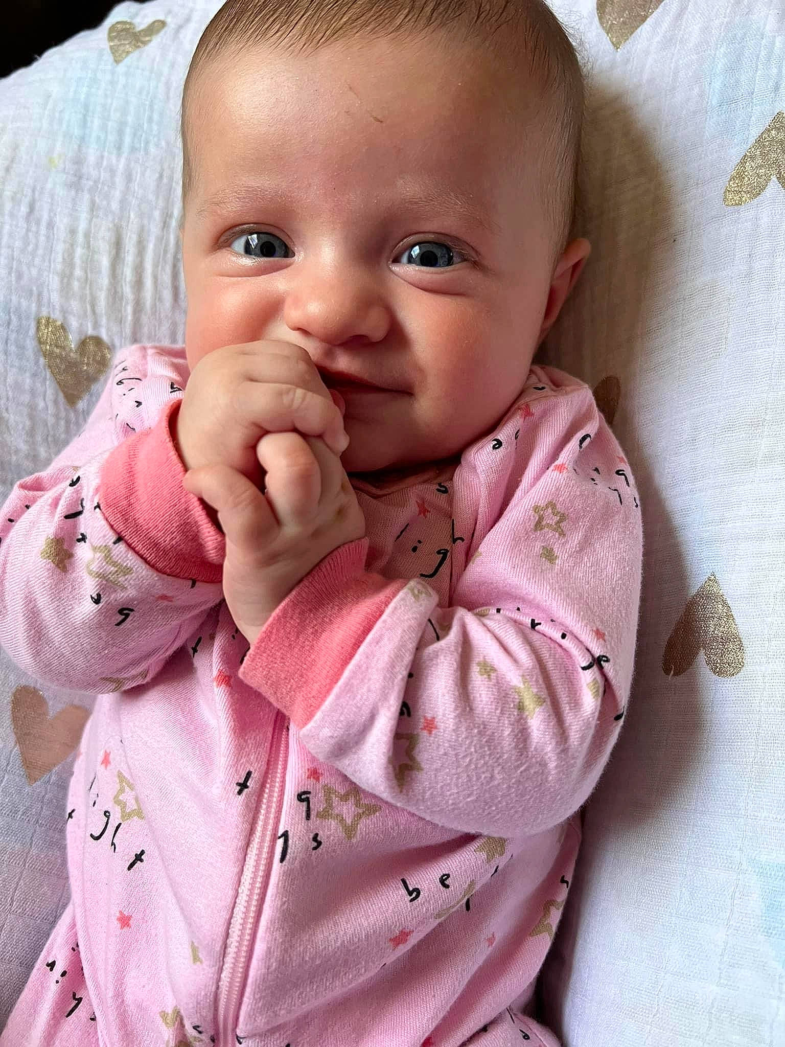 Adaline joined the competition — help win amazing prizes! arm, baby, baby_toddler_clothing, cheek, ear, eye, eyebrow, eyelash, face, hand, head, lip, mouth, neck, nose, person, product, skin, sleeve, smile