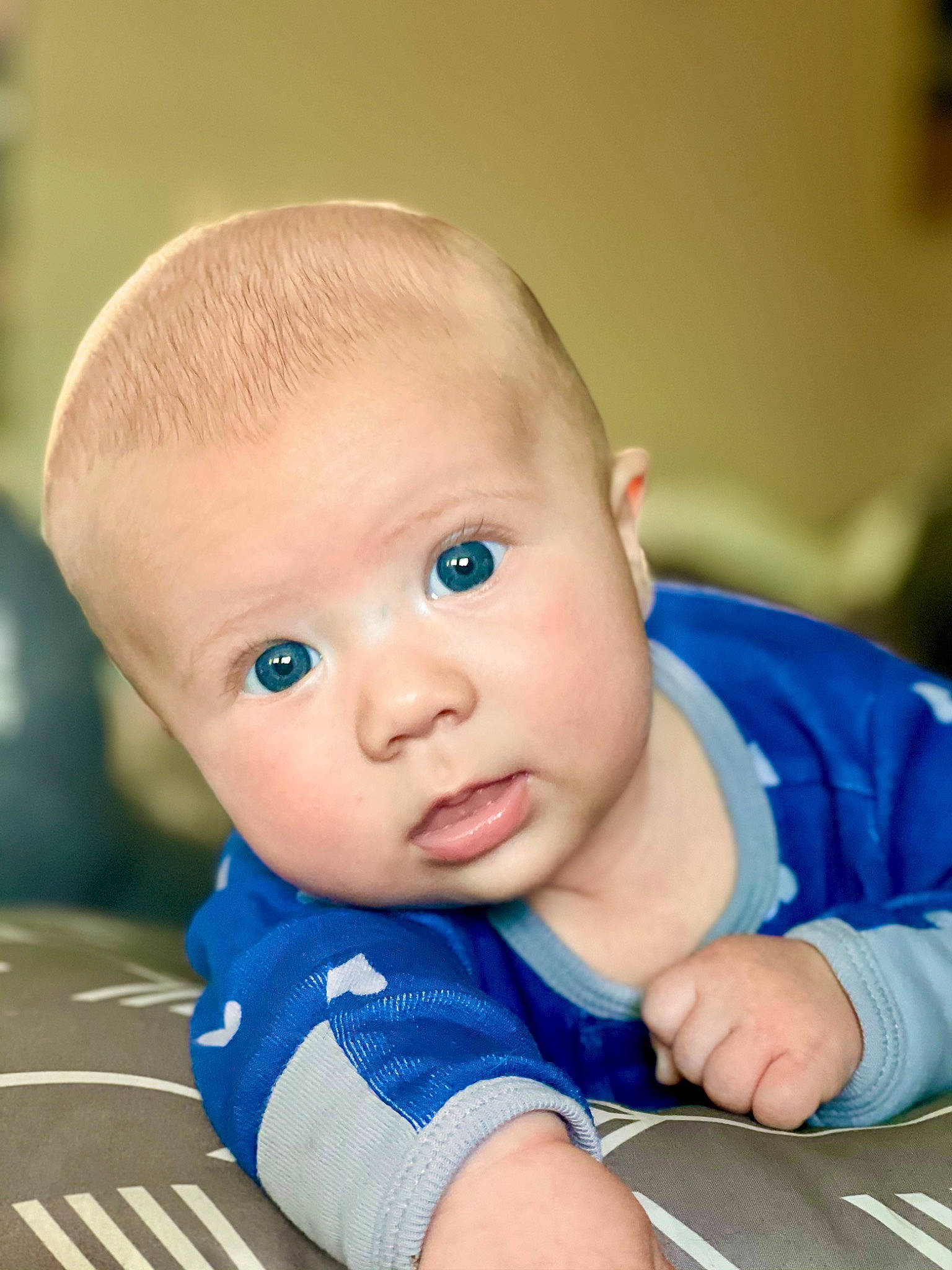 Alaric is registered to the contest to win money with this photo: arm, azure, baby, baby_toddler_clothing, cheek, child, chin, comfort, electric_blue, eyebrow, eyelash, finger, happy, iris, mammal, nose, person, sitting, skin, toddler
