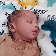 Sincere joined the competition — help win amazing prizes! baby, newborn, sleeping, blanket, dinosaur_print, cozy, infant, cute, child, soft_fabric, peaceful, clothing, portrait, face, head, resting, indoors, closeup, skin, young