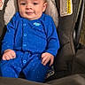 Valentino is registered to the contest to win money with this photo: baby, infant, blue_onesie, car_seat, smile, child, portrait, indoor, cute, young_child, clothing, seat, fabric, person, comfort, baby_clothes, head, hands, sitting, cozy