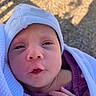 Marcellina joined the competition — help win amazing prizes! baby, blanket, child, closeup, cute, expression, face, hand, hat, infant, newborn, newborn_baby, outdoor, portrait, purple_clothing, skin, soft, warm, wrapped, young