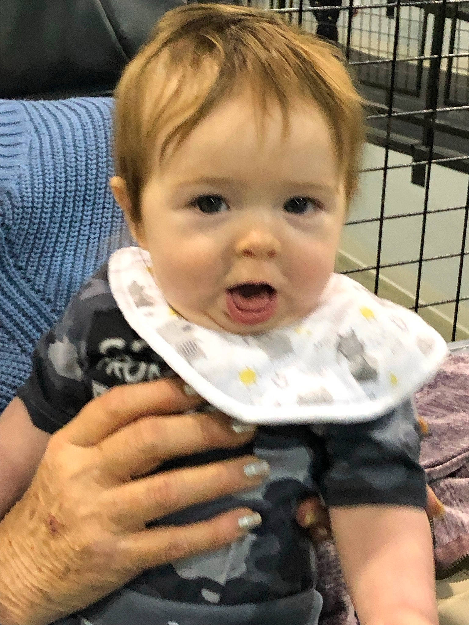 Conor joined the competition — help win amazing prizes! baby, baby_products, baby_toddler_clothing, bib, cheek, child, comfort, eyelash, fence, finger, gesture, happy, iris, nail, nose, person, sitting, skin, sleeve, thumb