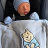 baby, blanket, blue_hat, car_seat, child, clothing, comfort, cozy, cute, indoors, infant, mittens, newborn, portrait, resting, sleeping, smile, soft, toddler, winnie_the_pooh