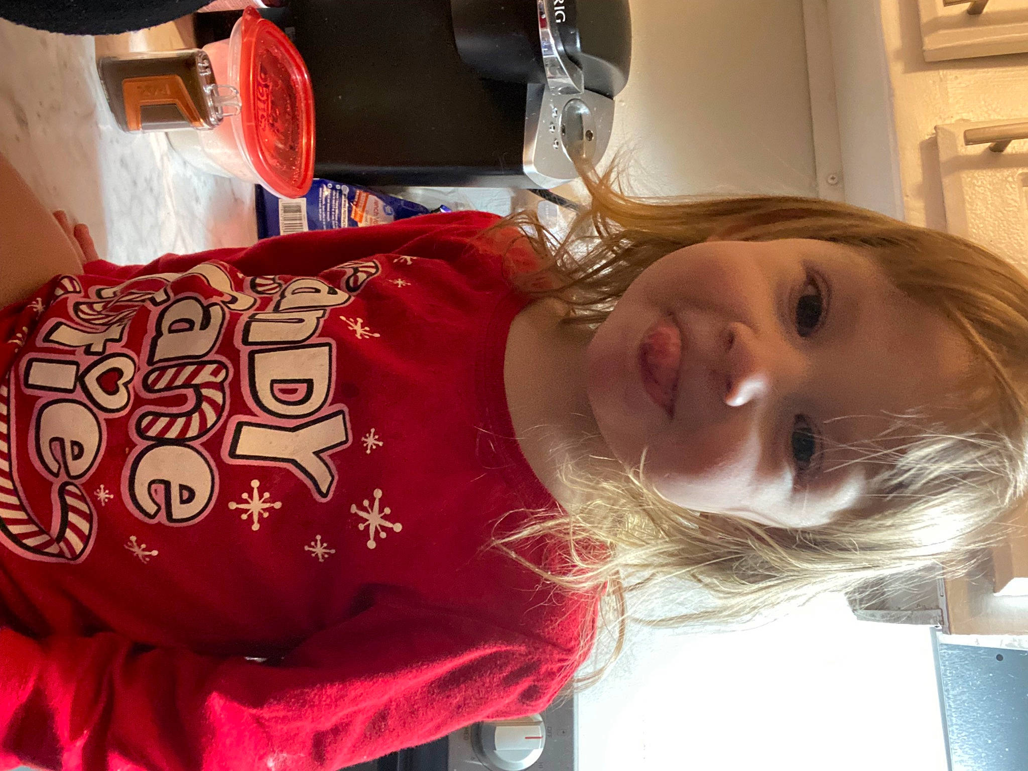 Lillian joined the competition — help win amazing prizes! automotive_lighting, cheek, child, drink, drinkware, food, fun, happy, joy, mouth, person, sleeve, smile, toddler, tree