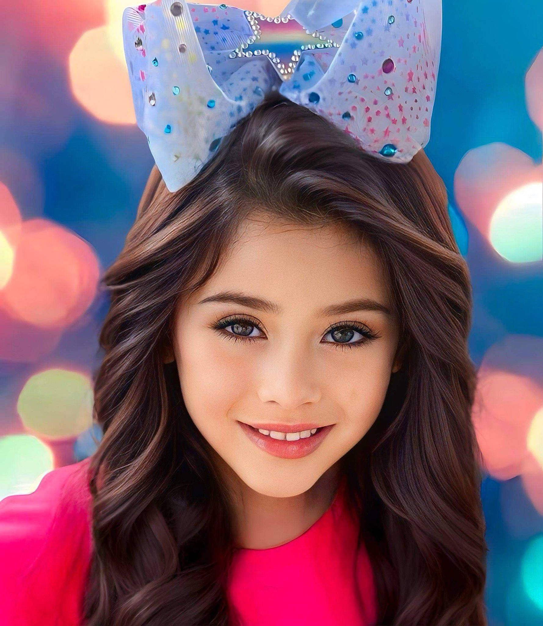 Ella is registered to the contest to win money with this photo: black_hair, blue, cap, cool, costume_hat, electric_blue, eye, eyelash, flash_photography, hair, hairstyle, happy, joy, lip, long_hair, magenta, person, photograph, pink, purple