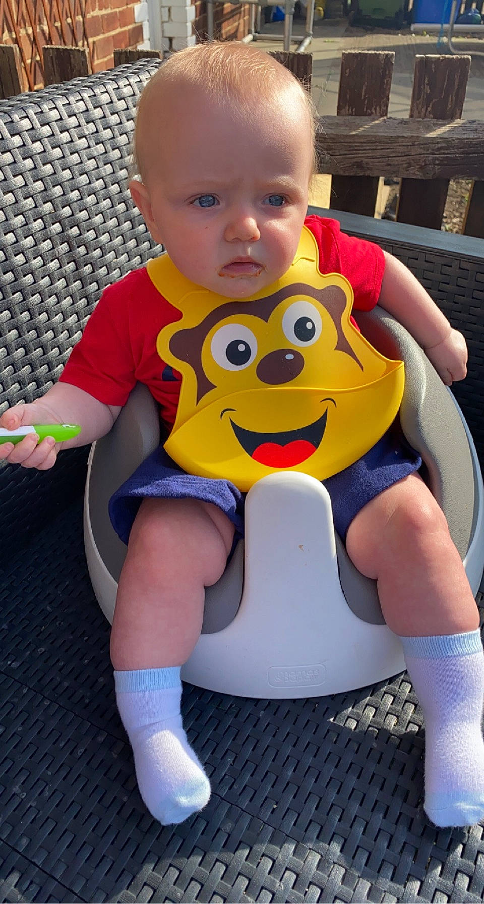 Arlo Jae is registered to the contest to win money with this photo: arm, baby, baby_toddler_clothing, cheek, eye, face, facial_expression, finger, fun, happy, joint, knee, leg, nose, orange, person, pink, skin, thigh, toddler