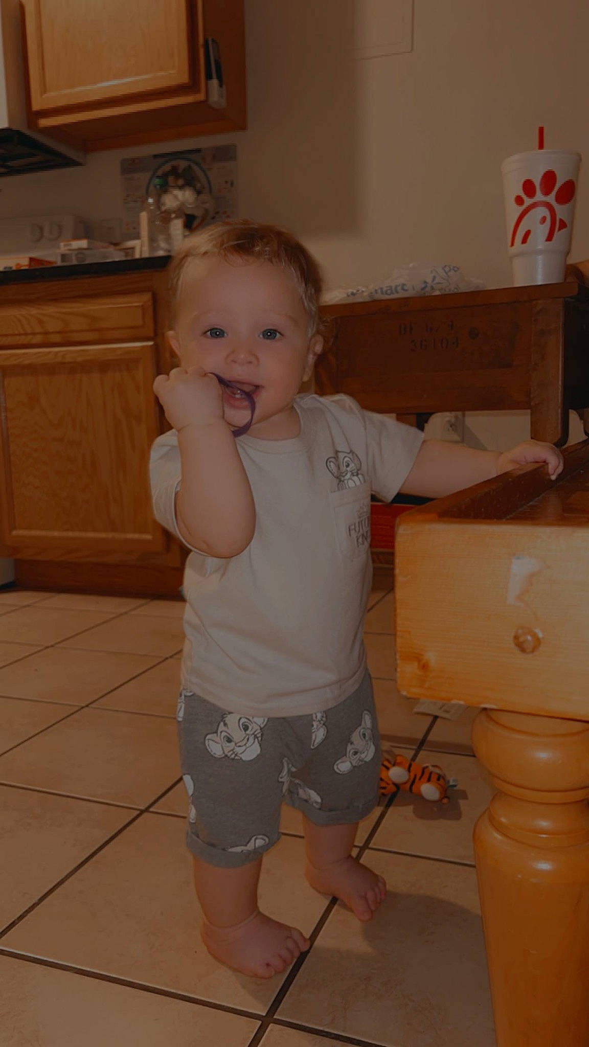 Augustus joined the competition — help win amazing prizes! baby, baby_toddler_clothing, cabinetry, carton, child, drawer, floor, flooring, fun, hardwood, human_leg, person, room, shipping_box, shorts, smile, t_shirt, thigh, toddler, trunk