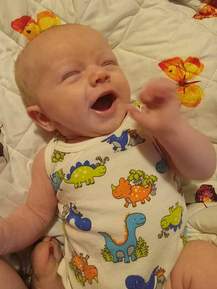 Jeremiah joined the competition — help win amazing prizes! baby, baby_toddler_clothing, cheek, face, facial_expression, finger, gesture, green, happy, head, mouth, nose, organ, person, product, skin, sleeve, smile, textile, toddler