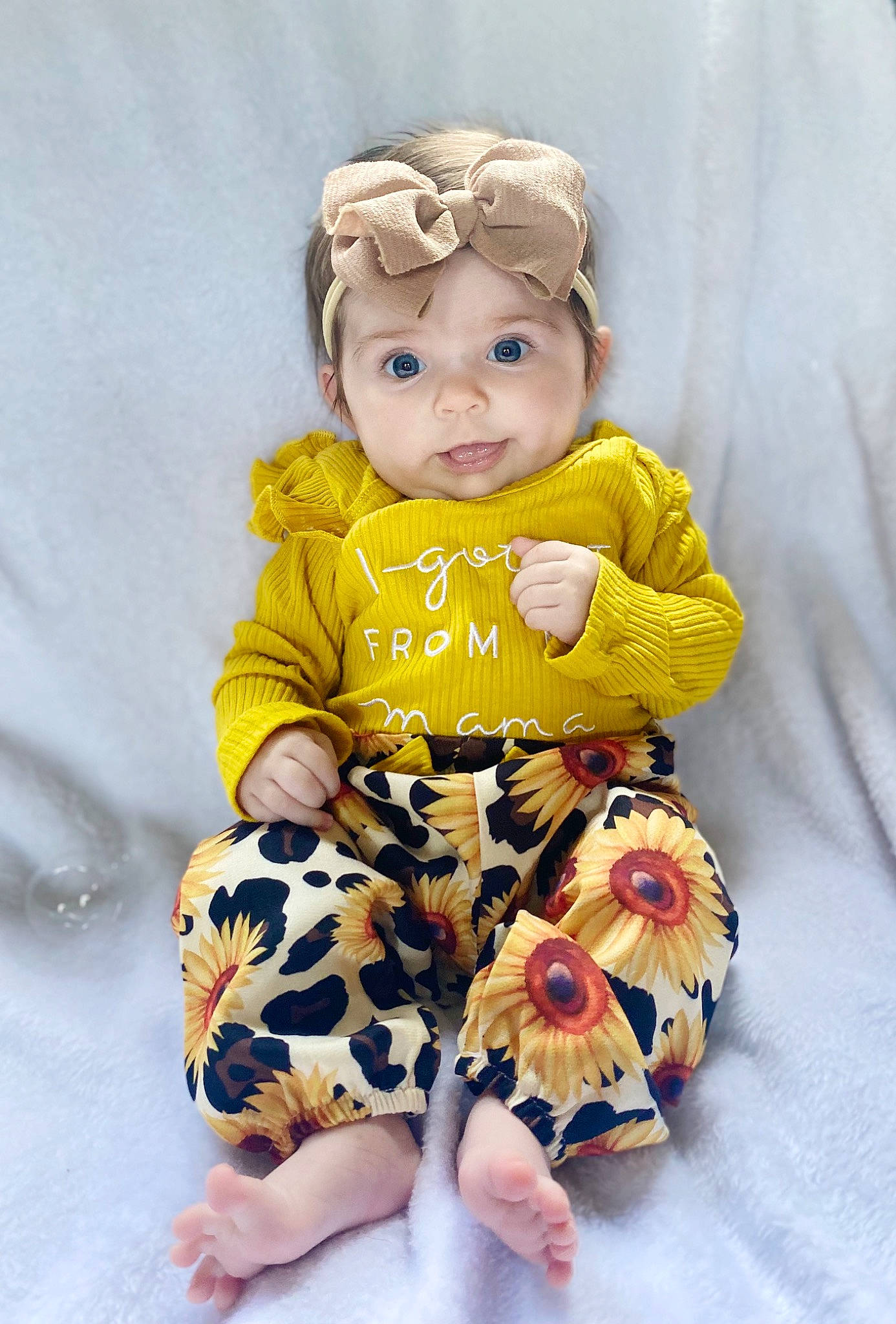 Kinsley joined the competition — help win amazing prizes! baby, baby_products, baby_toddler_clothing, baby_toys, cheek, child, child_model, costume, dress, happy, headwear, pattern, person, photo_shoot, play, product, sitting, sleeve, t_shirt, thigh