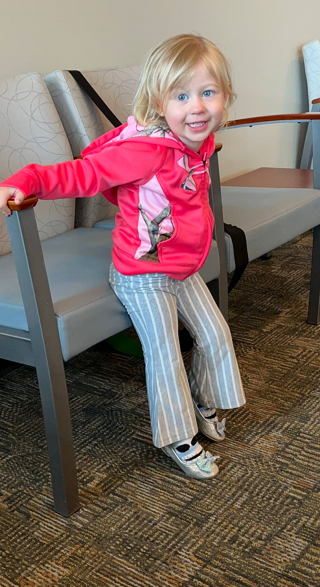 Oaklyn joined the competition — help win amazing prizes! clothing, fashion, flash_photography, happy, joint, joy, leg, leisure, lip, person, pink, shoe, shoulder, skin, sleeve, smile, standing, thigh, waist, white