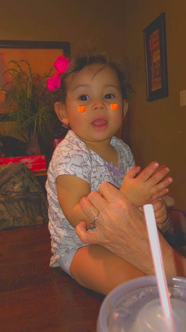 Madisynn joined the competition — help win amazing prizes! baby, baby_toddler_clothing, bathing, cheek, cooking, dress, finger, fun, gesture, iris, kitchen_utensil, mouth, nose, person, picture_frame, plant, sitting, surprise, tableware, textile