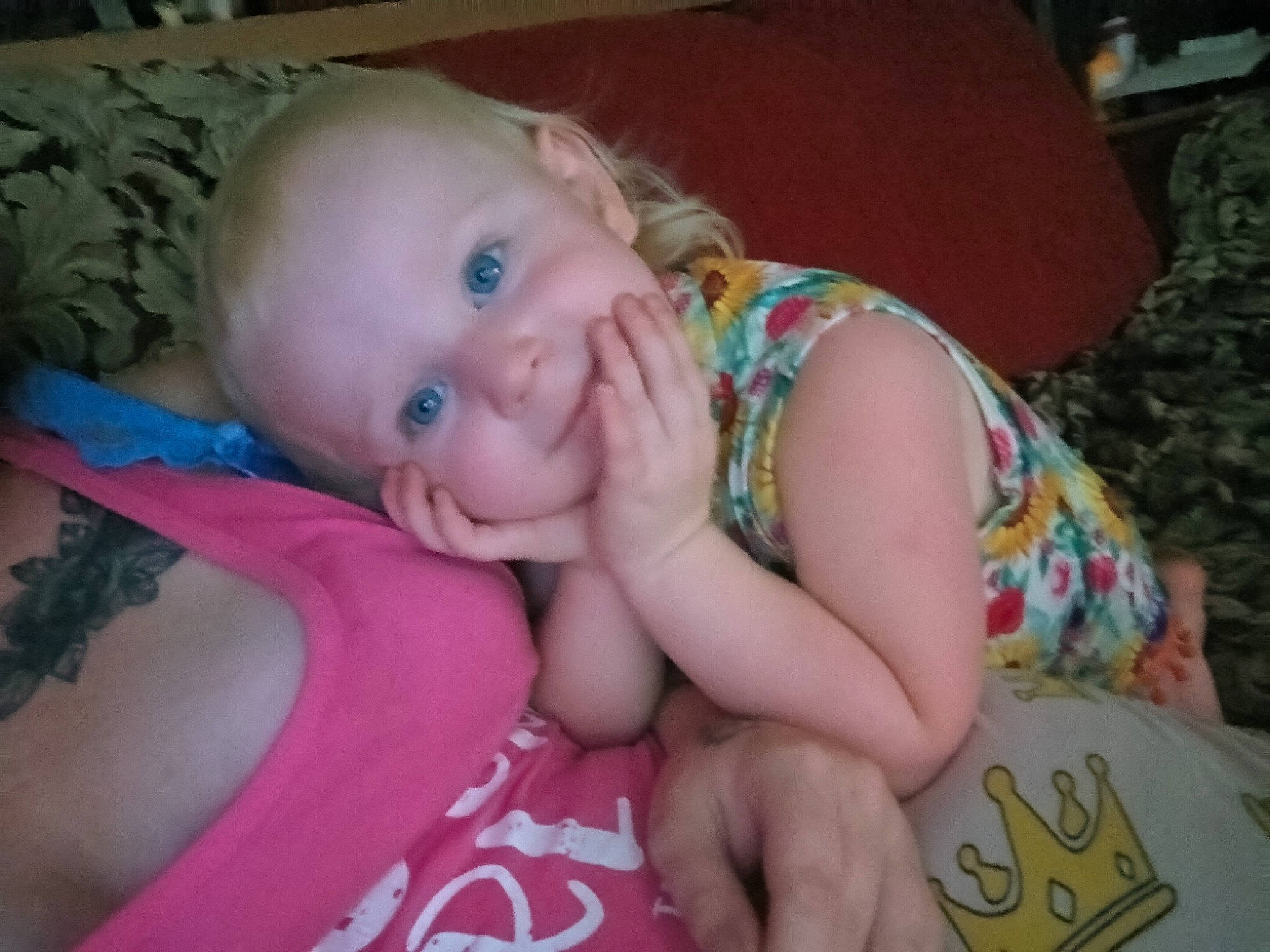 Graclyn joined the competition — help win amazing prizes! baby, baby_toddler_clothing, cheek, ear, eyebrow, facial_expression, finger, happy, head, human_body, iris, lip, mouth, neck, nose, person, pink, skin, smile, textile
