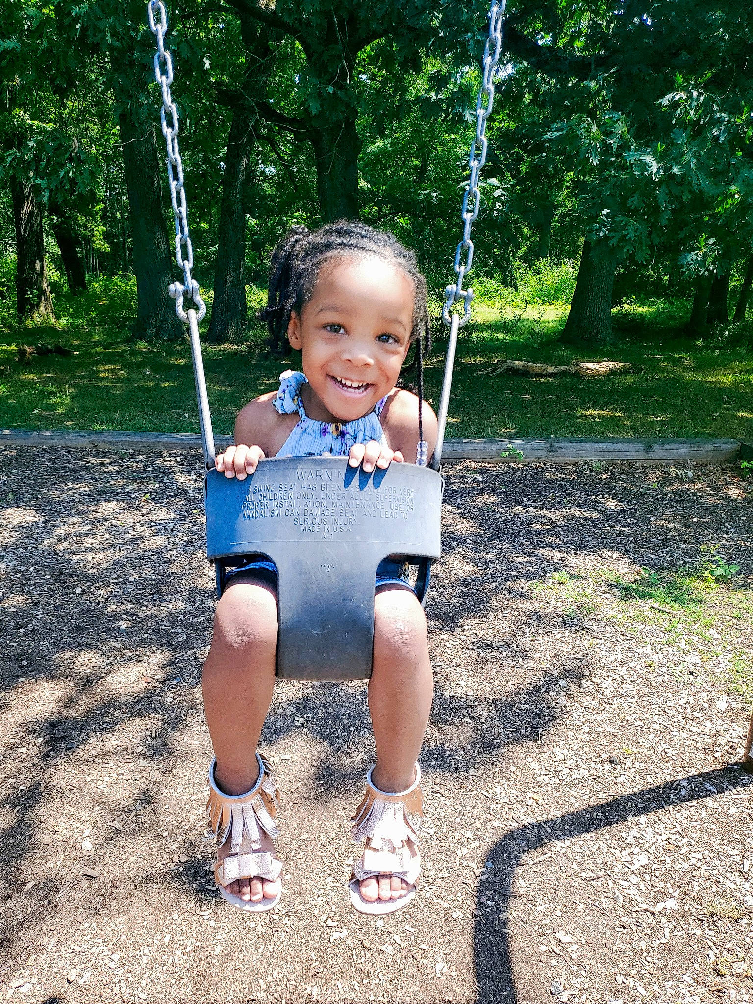 Justice joined the competition — help win amazing prizes! baby, child, city, electric_blue, fun, grass, happy, joy, leaf, leisure, nature, outdoor_play_equipment, people_in_nature, person, plant, playground, recreation, smile, swing, toddler