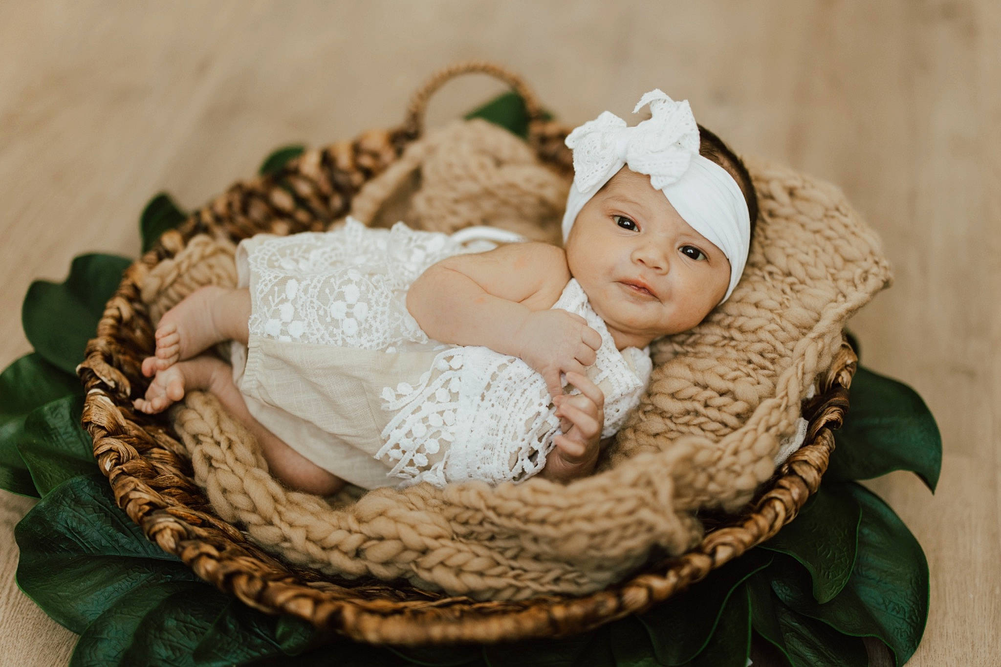 Melia is registered to the contest to win money with this photo: baby, baby_toddler_clothing, beige, chair, child, comfort, crochet, embellishment, fashion_accessory, grass, hair_accessory, happy, headband, headgear, headwear, pattern, person, plant, sitting, toddler