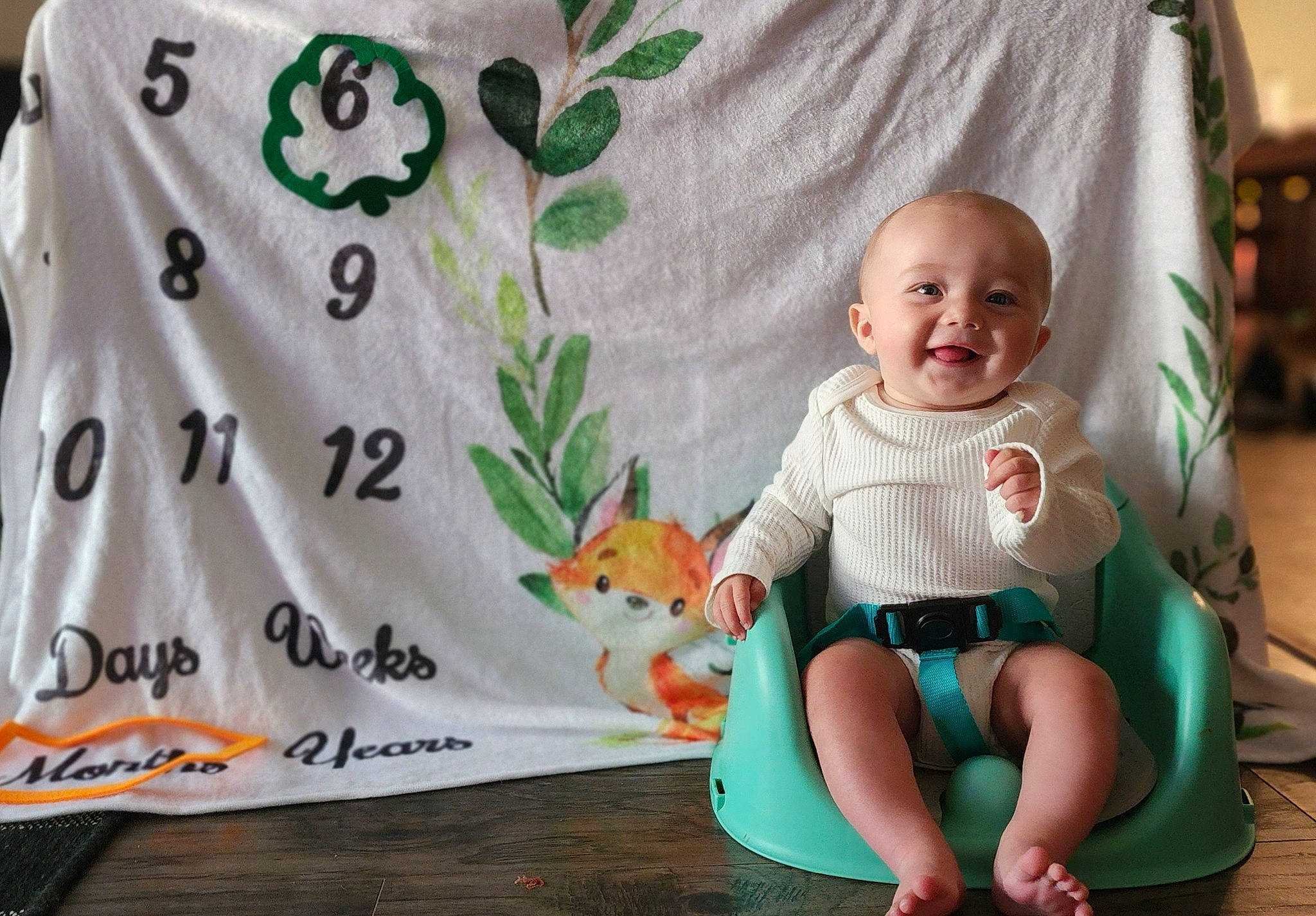 Archer joined the competition — help win amazing prizes! baby, baby_products, baby_toddler_clothing, child, event, green, happy, linens, pattern, person, pink, plant, product, room, sitting, sleeve, smile, t_shirt, textile, toddler
