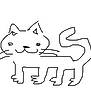 drawing, sketch, cat, line_art, black_and_white, simple, hand_drawn, whiskers, tail, ears, face, four_legs, minimalist, outline, cartoon_style, animal, pet, cute, illustration, playful