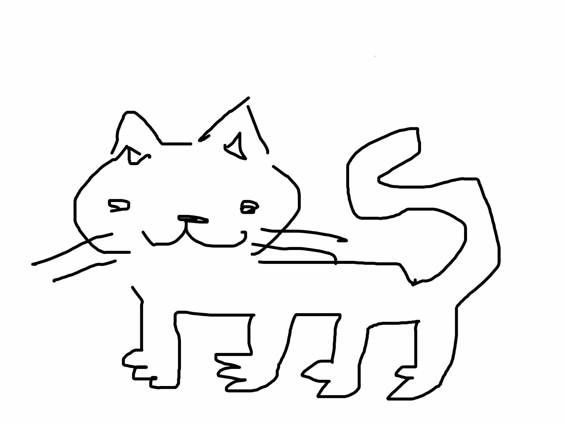 Meow is registered to the contest to win money with this photo: drawing, sketch, cat, line_art, black_and_white, simple, hand_drawn, whiskers, tail, ears, face, four_legs, minimalist, outline, cartoon_style, animal, pet, cute, illustration, playful