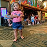 Damariana joined the competition — help win amazing prizes! child, toddler, girl, portrait, standing, barefoot, pink_shirt, denim_shorts, birthday, party, indoor, restaurant, stone_wall, fireplace, cartoon, decorations, carpet, wheelchair, people, smiling