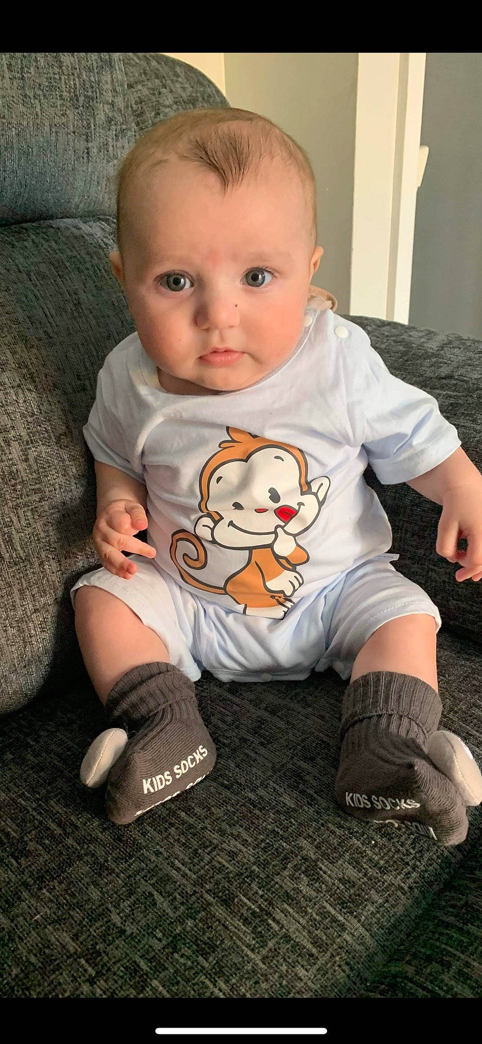 Drew joined the competition — help win amazing prizes! baby, baby_toddler_clothing, cheek, chin, comfort, eye, face, facial_expression, finger, flash_photography, hand, happy, head, iris, joint, leg, person, skin, sleeve, standing