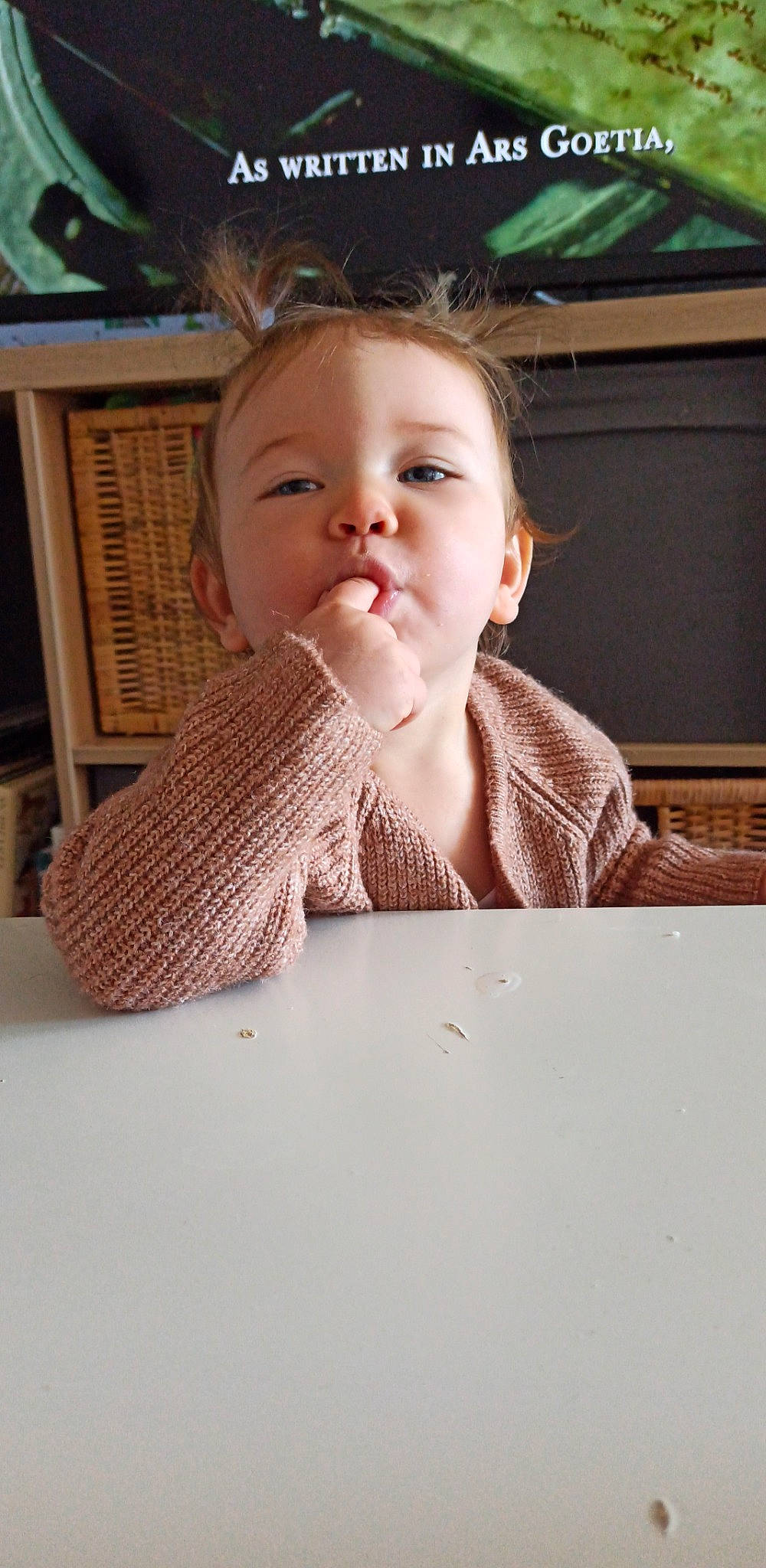 Eléa a rejoint le concours — aidez-le/la à gagner de superbes lots ! baby, baby_toddler_clothing, chair, cheek, child, dress, finger, hair, hairstyle, happy, head, lip, mouth, nose, person, sitting, skin, smile, thumb, toddler
