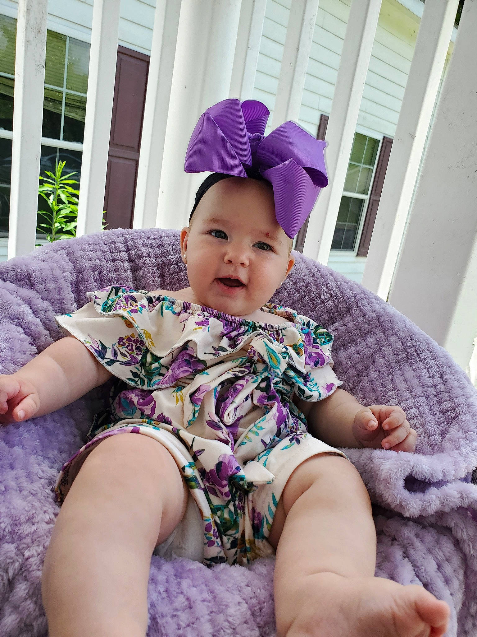 Bayleigh Journey is registered to the contest to win money with this photo: baby, baby_toddler_clothing, child, dress, ear, finger, flower, hand, headgear, lavender, leg, person, pink, plant, purple, sitting, skin, smile, thigh, toddler
