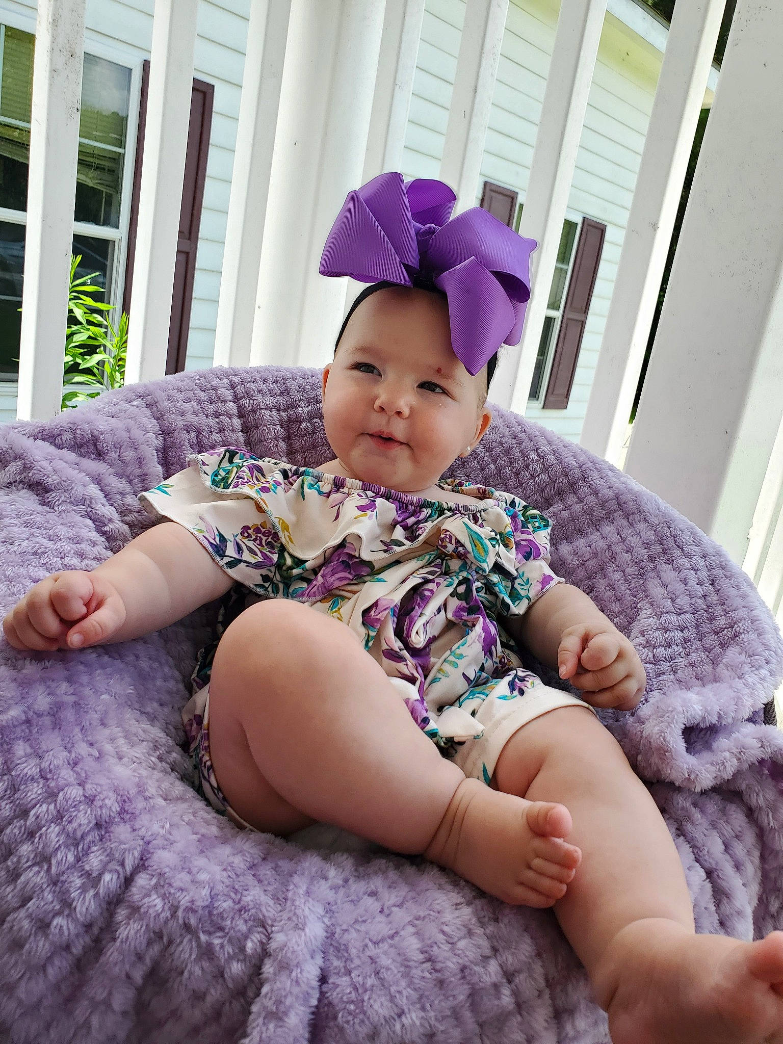 Bayleigh Journey is registered to the contest to win money with this photo: baby, baby_toddler_clothing, child, ear, fashion_accessory, headgear, lavender, lilac, person, pink, purple, sitting, toddler, violet