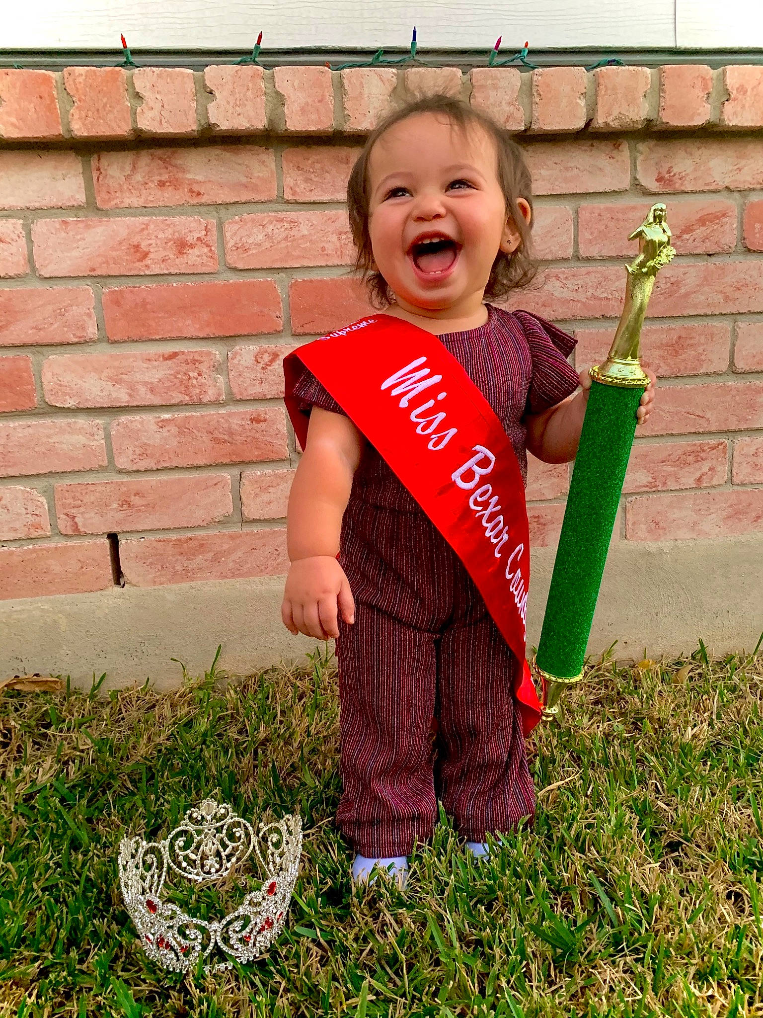 Gwendolyn joined the competition — help win amazing prizes! baby, baby_laughing, baby_toddler_clothing, brick, brickwork, laugh, pattern, person, play, toddler, tongue, tooth