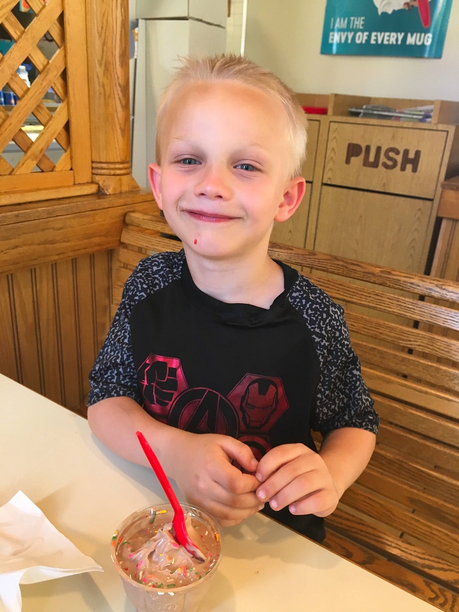 Anthony is registered to the contest to win money with this photo: child, comfort_food, cuisine, dish, food, joy, person, toddler