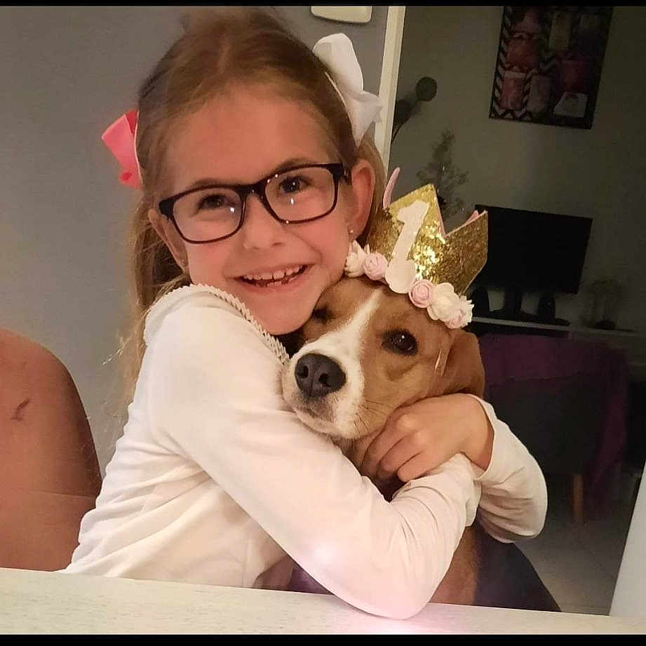 Ruby participe au concours pour gagner de l'argent avec cette photo : carnivore, child, comfort, companion_dog, dog, dog_breed, ear, eyewear, fawn, fun, fur, gesture, glasses, happy, selfie, sitting, smile, toddler, toy_dog, vision_care
