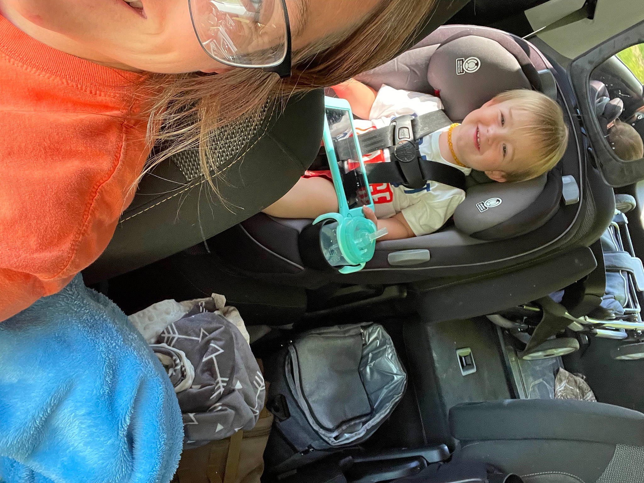 Duke joined the competition — help win amazing prizes! auto_part, automotive_design, automotive_exterior, automotive_lighting, baby_carriage, baby_in_car_seat, car, car_seat, car_seat_cover, head, head_restraint, joy, light, motor_vehicle, person, seat_belt, service, steering_part, steering_wheel, toddler