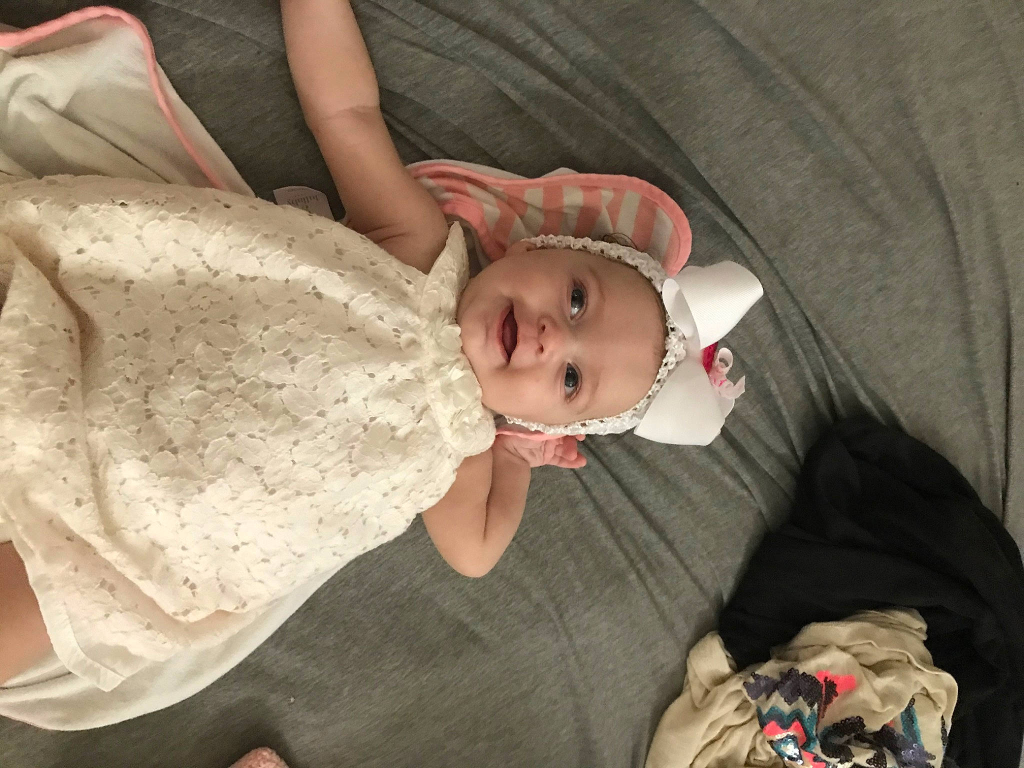 Kassidy is registered to the contest to win money with this photo: baby, child, comfort, ear, eye, head, headwear, leg, mouth, person, product, skin, smile, toddler