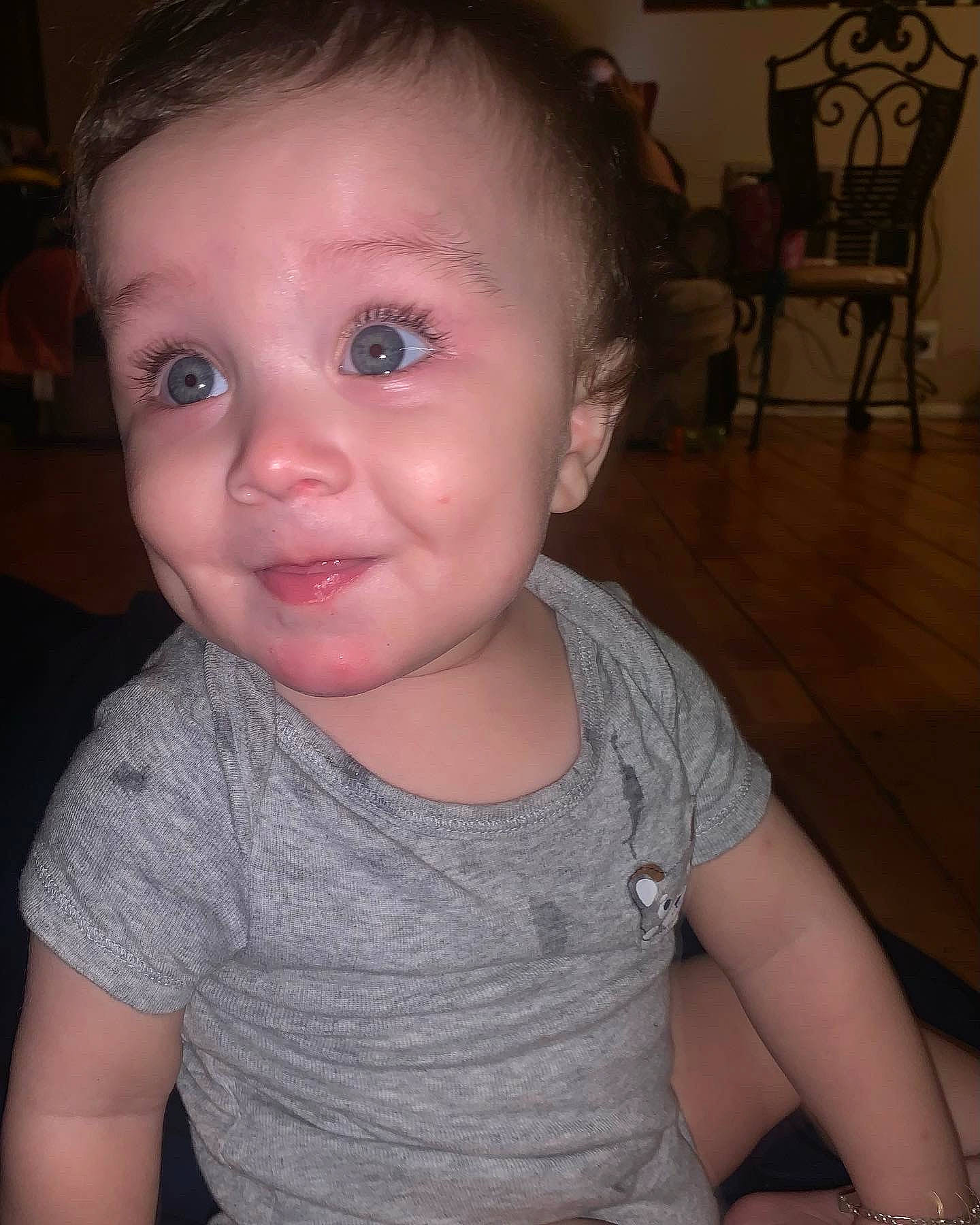 Aziel joined the competition — help win amazing prizes! baby, baby_toddler_clothing, chair, cheek, child, ear, eyelash, forehead, iris, jaw, lip, mouth, neck, nose, organ, person, skin, sleeve, smile, standing