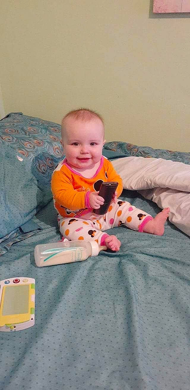 Raegan joined the competition — help win amazing prizes! baby, child, electronic_device, joy, person, play, toddler, toy