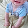 Mason joined the competition — help win amazing prizes! baby, child, smiling, blue_eyes, crawling, outdoor, blanket, grass, clothing, overalls, happy, cute, infant, person, skin, head, hands, toddler, portrait, playful